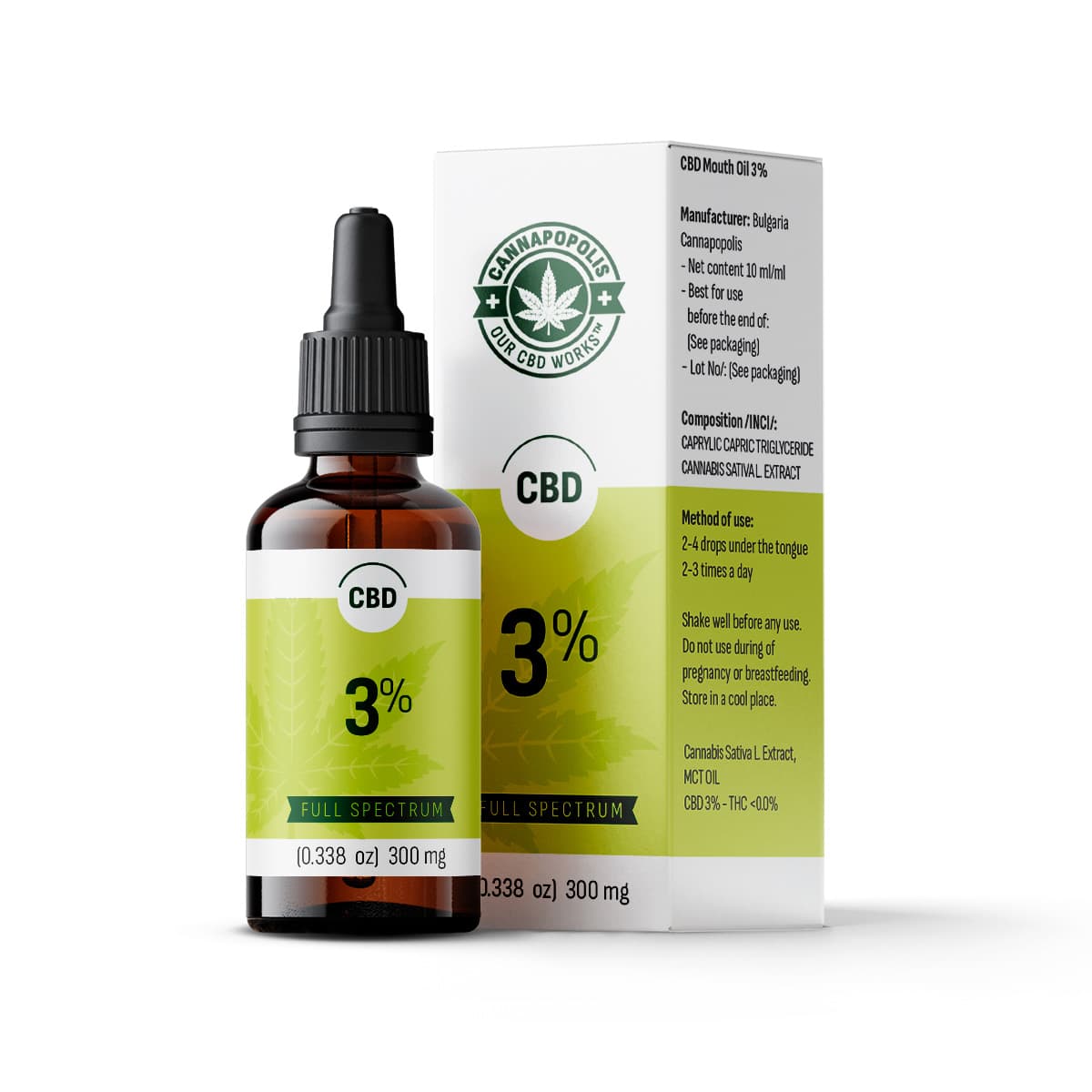 Ulei CBD Cannapopolis 3%, 300 mg CBD în 10 ml